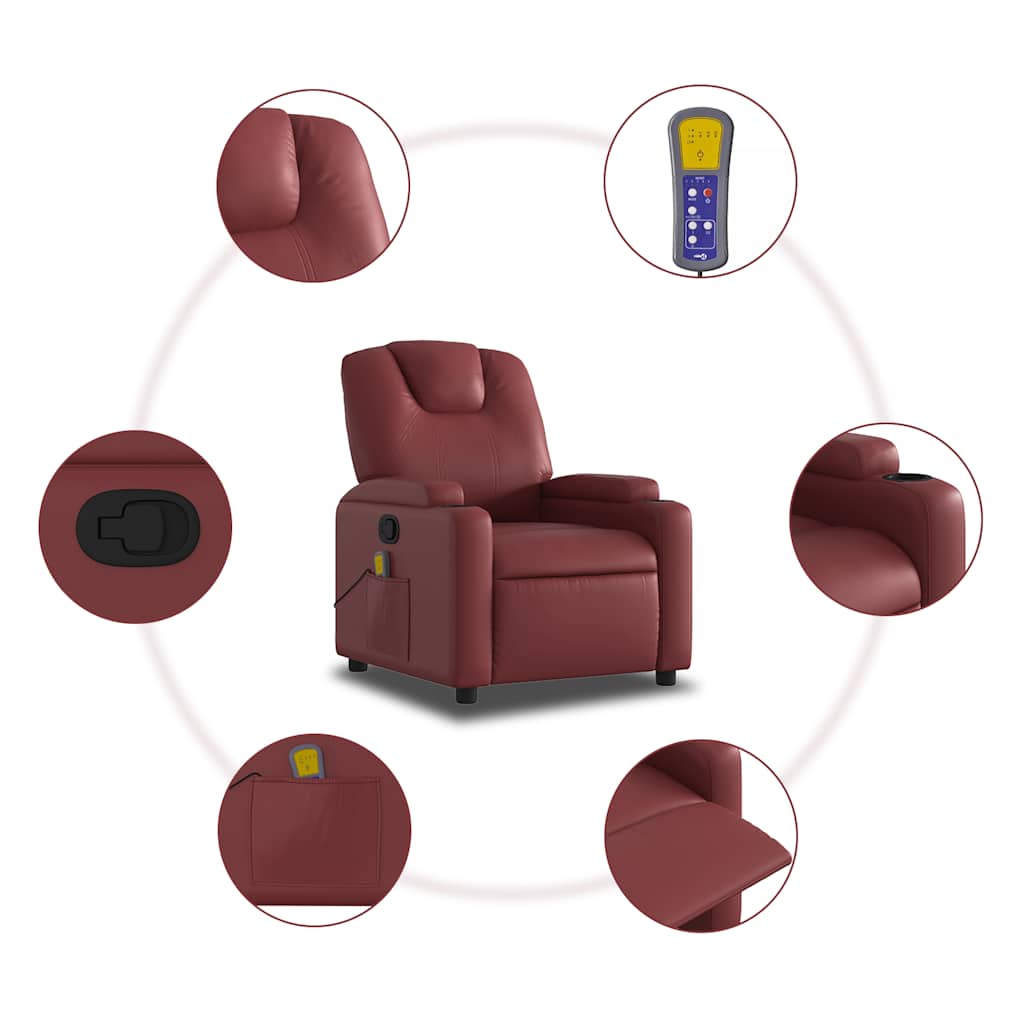Massage Chair Burgundy Artificial Leather