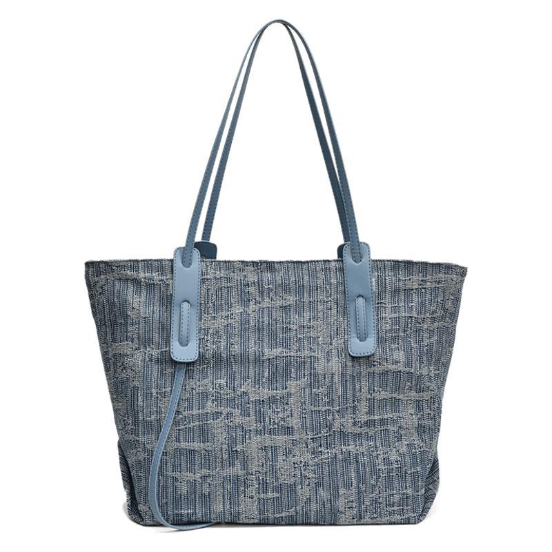 Denim bag women's large capacity 2025 summer new versatile shoulder bag premium texture commuter tote bag