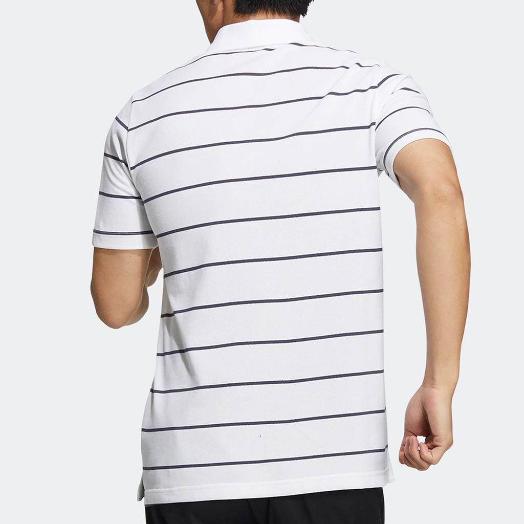 Adidas Striped Logo Sports Casual Short Sleeve Polo Shirt Men Tops White HE7435