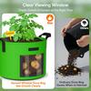 10 Gallon Potato Grow Bags 5 Pack Thickened Nonwoven Fabric Planter Pots with Clear Harvest Window,Handles, Garden Pots for Tomato, Potato,Vegetable