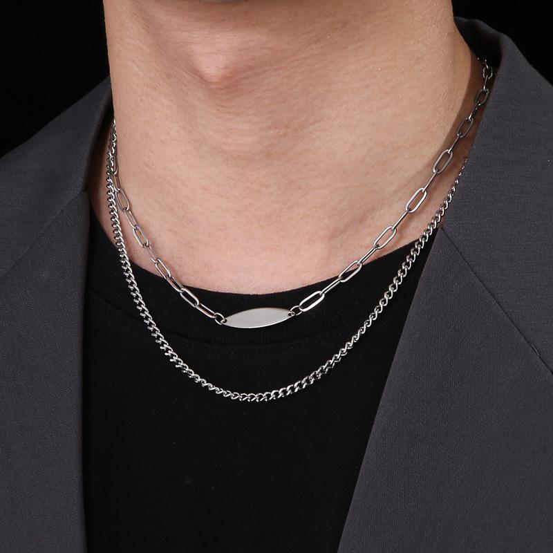 Double -layer Stack Stainless Steel Necklace