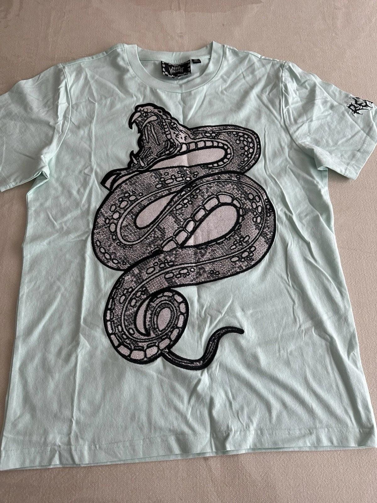 

Light Green Serpent Tapestry Patch 100% Cotton T-shirt Mens Tees Top 4XL