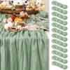 Set van 12 90x180/300cm Halfdoorzichtig Gaas Tafel Runner Kaasdoek Saliegroen Eetkamer Bruiloft Feest Kerst Banketten Bogen Decoratie