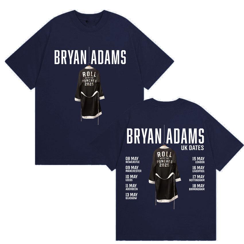 BRYAN ADAMS ROLL WITH THE PUNCHES TOUR 2025 T-Shirts Men Women Vintage High Quality Oversized Cotton T Shirt Fans GiftStreetwear
