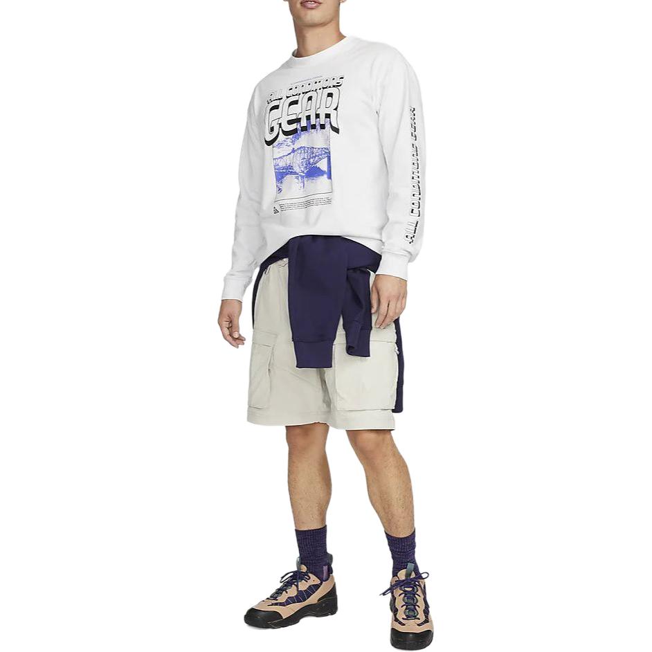 Nike ACG Series Letter Print Crew Neck Casual Long Sleeve T-Shirt Men Tops White FQ3730-121