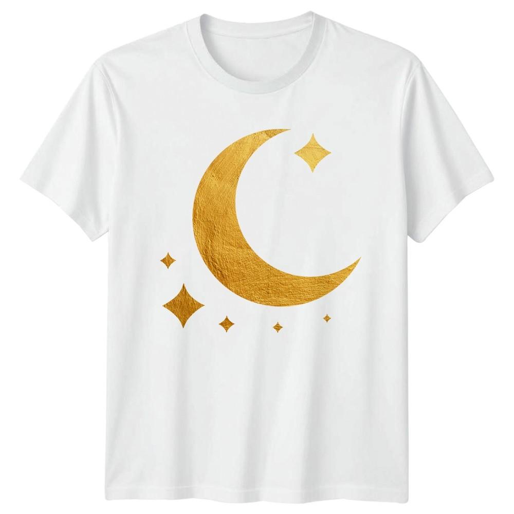 Golden Textured Moon Stars Celestial TShirt Astrology Celestial Birthday Gift S