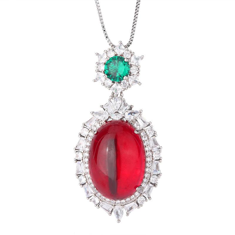 Shengsheng Jewelry Copper Bottom Gold-Plated Ice Seed Fluorescent Denier-Shaped Plain Surface Temperament Pendant Main Stone 18 * 25