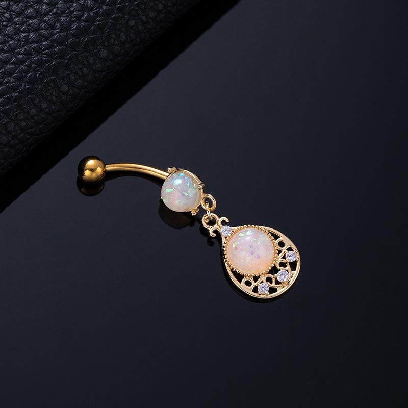 Colored Zircon Spiral Navel Nail Wind Star Moon Navel Ring Pierced Tassel Navel Buckle