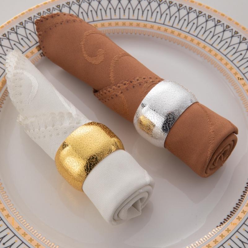 Reusable Metal Napkin Rings Hammer Pattern Dinner Napkin Holders For Wedding Dining Table Decor