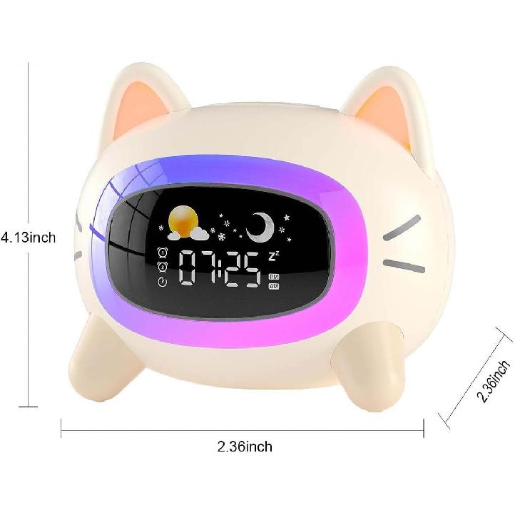 Kids Alarm Clock Ok to Wake Alarm Clock for Kids, Toddlers Night Light Clock for Bedroom, Cat Alarm Clock with Sleep Training and Sound Machine,