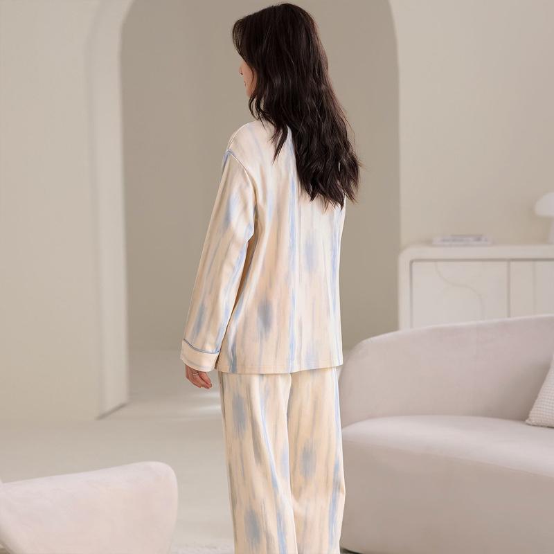 Lazy pajamas women's autumn and winter 1011 imitation cotton women's loungewear wearable suit spring and autumn winter thin