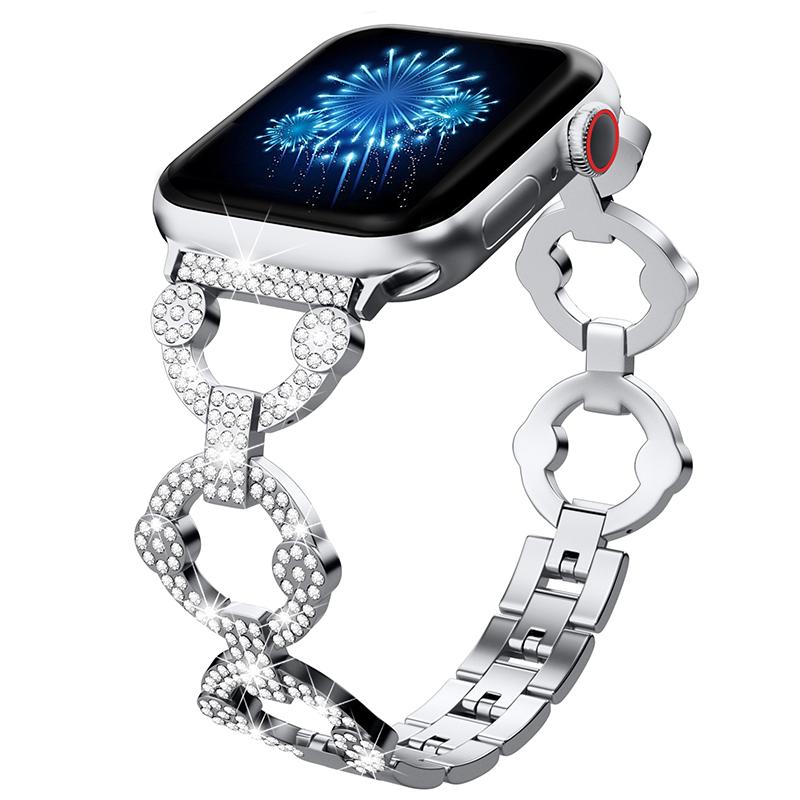 For Apple Watch Series 10 42mm/9 8 7 41mm/6 5 4 SE SE (2022) SE (2023) 40mm/3 2 1 38mm Metal Watch Band Rhinestone Decorated Watch Strap