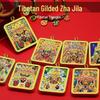 Zhakilam Tibetisches Thangka Regong Handbemalt Gold-Inlaid Anhänger Halskette Gau Box