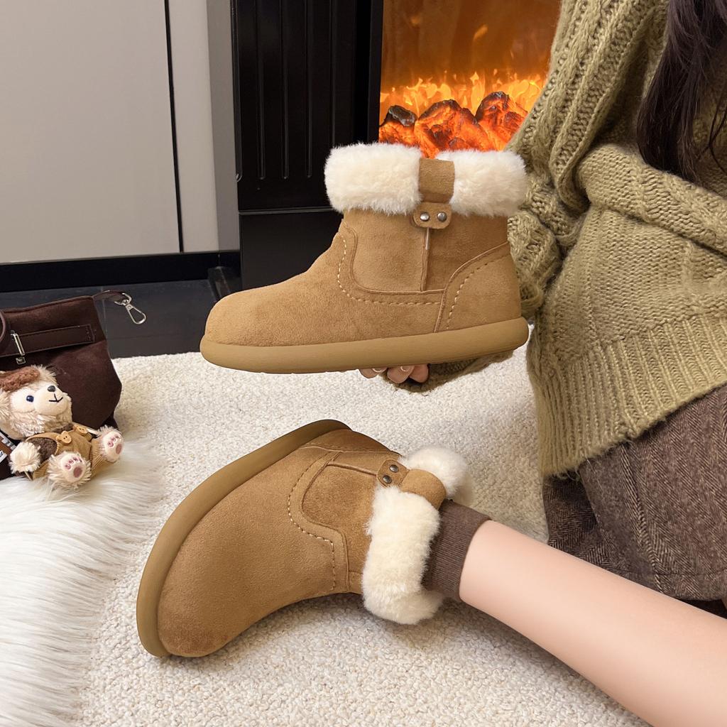 Dicksöhlige Schneestiefel Damen 2025 Winter neu Samt verdickt warm Nordost Baumwollschuhe Retro vielseitig kurze Damenstiefel