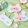 3 Pieces Sleep Mask for Kids, Girls Plush Sleeping Eye Cover Soft Eye Blindfold Cover Animal Shade for Kids(Rainbow Color,Bunny, Cat and Unicorn Style