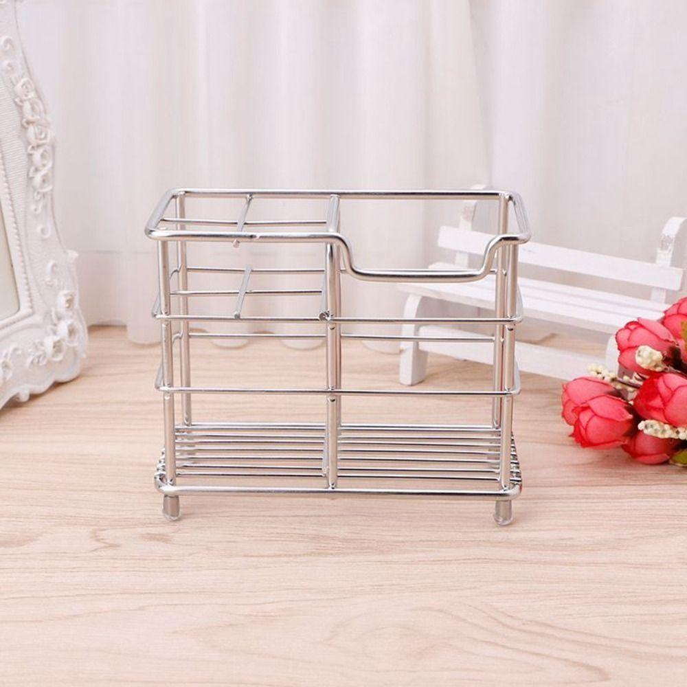 Black/Silver Stainless Steel Toothbrush Holder Non-Slip Bathroom Countertop Storage Rack  Shaver
