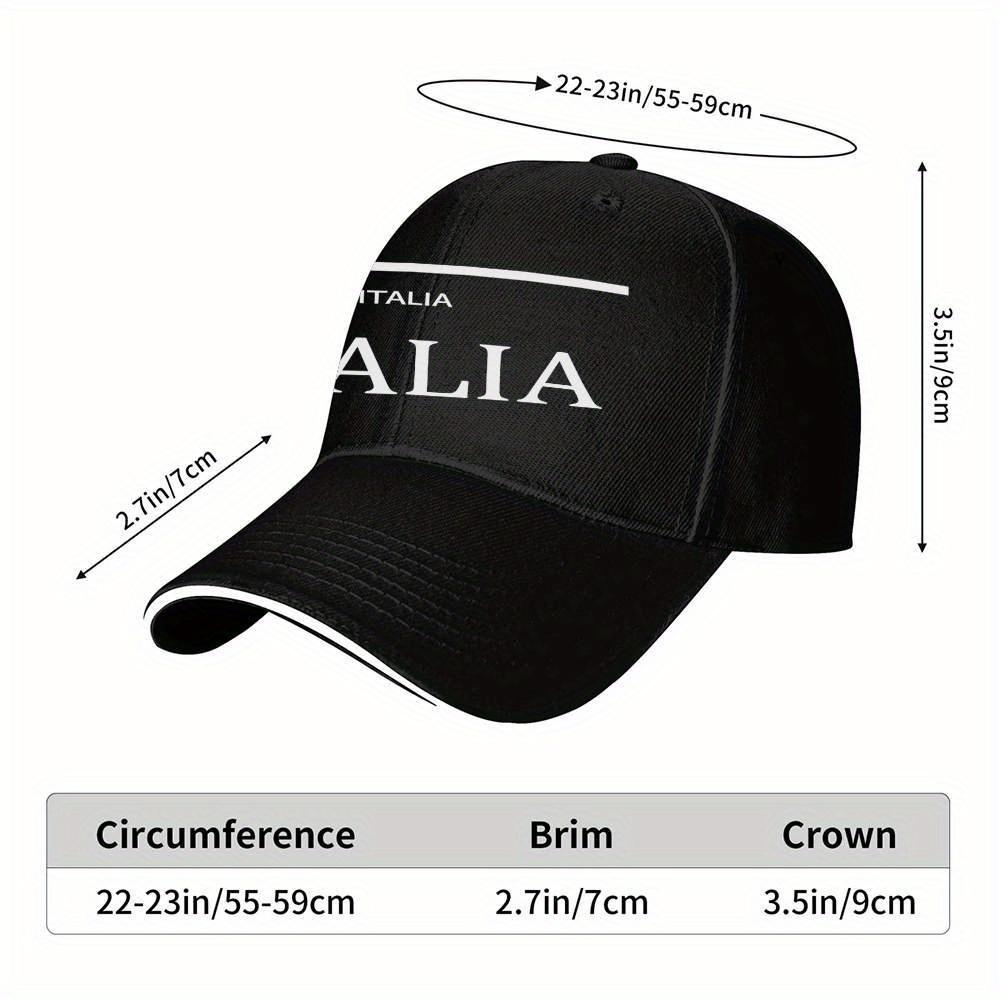 Italia Typography Baseball Cap Polyester Casual Adjustable Snapback Hat for Unisex Adults