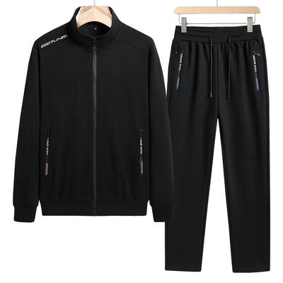 Sportsdragt Herre Plus Size Løs Afslappet Dragt Stå krave Cardigan Sports Løb Fitnessdragt Sæt med to dele