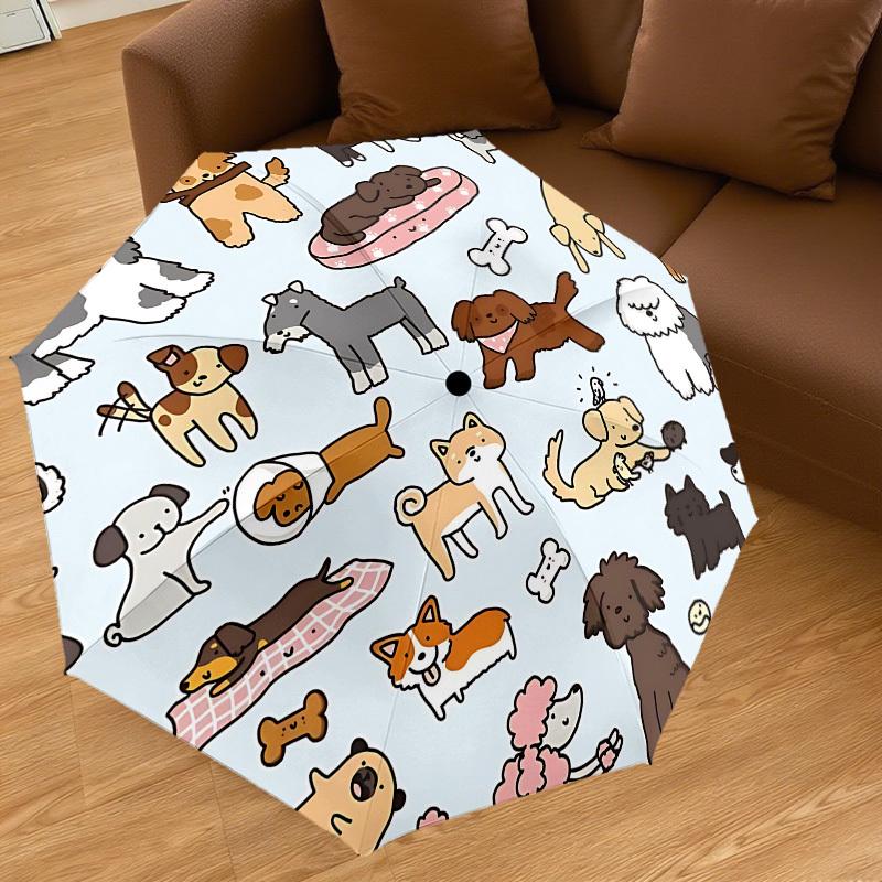 1PC dog pattern Umbrella-8-Rib Reinforced, Automatic Open, Lightweight & Durable, Cute Fashion Accessory for Outdoor, Beach, or Casual Use, Beach Umbr