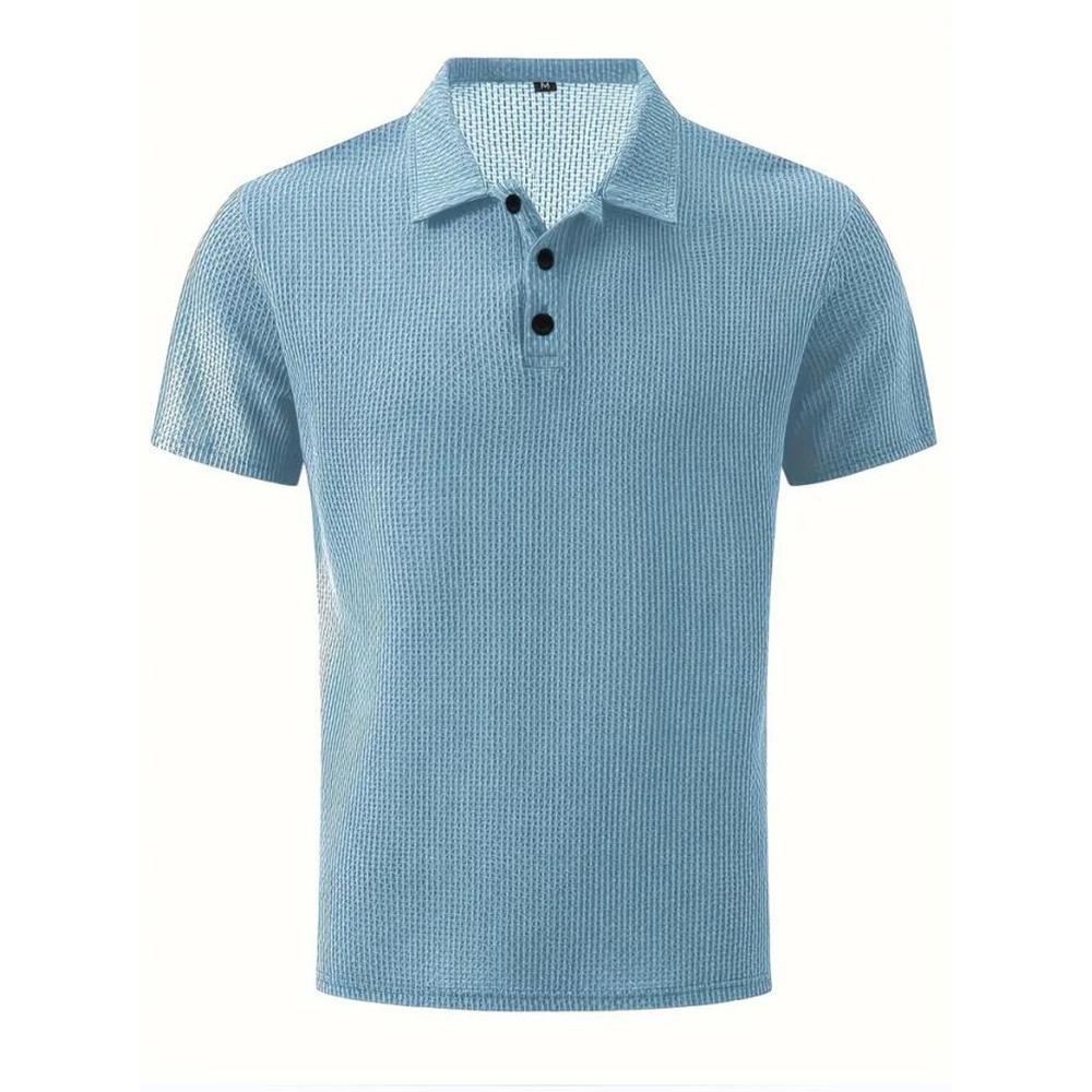 Golf Shirt Men Summer New Men's Lop-up Hollow Short-sleeved Polo Shirt Ice Silk Cool T-shirt Male