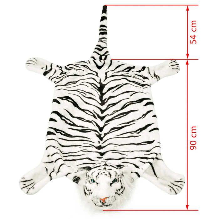 VidaXL Tapis en peluche en forme de tigre 144 cm Blanc