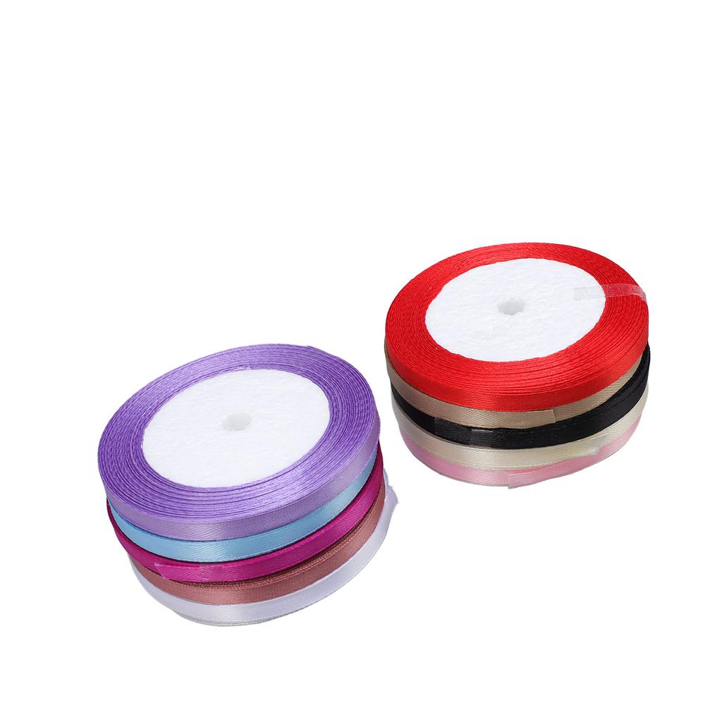 10Pcs 0.6cm Gift Wrapping Ribbon Polyester Multicolors Exquisite Decorative Ribbons Roll for Birthda