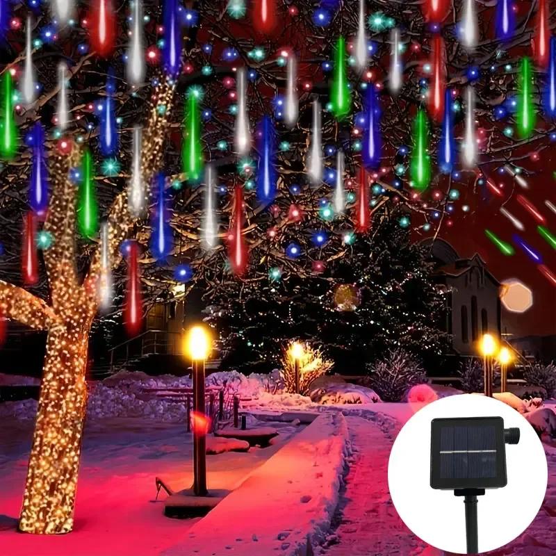 Solar Garland Lamp 30/50cm Festoon LED Fairy Meteor Shower Light String Summer Christmas Wedding Party Decoration Garden Outdoor