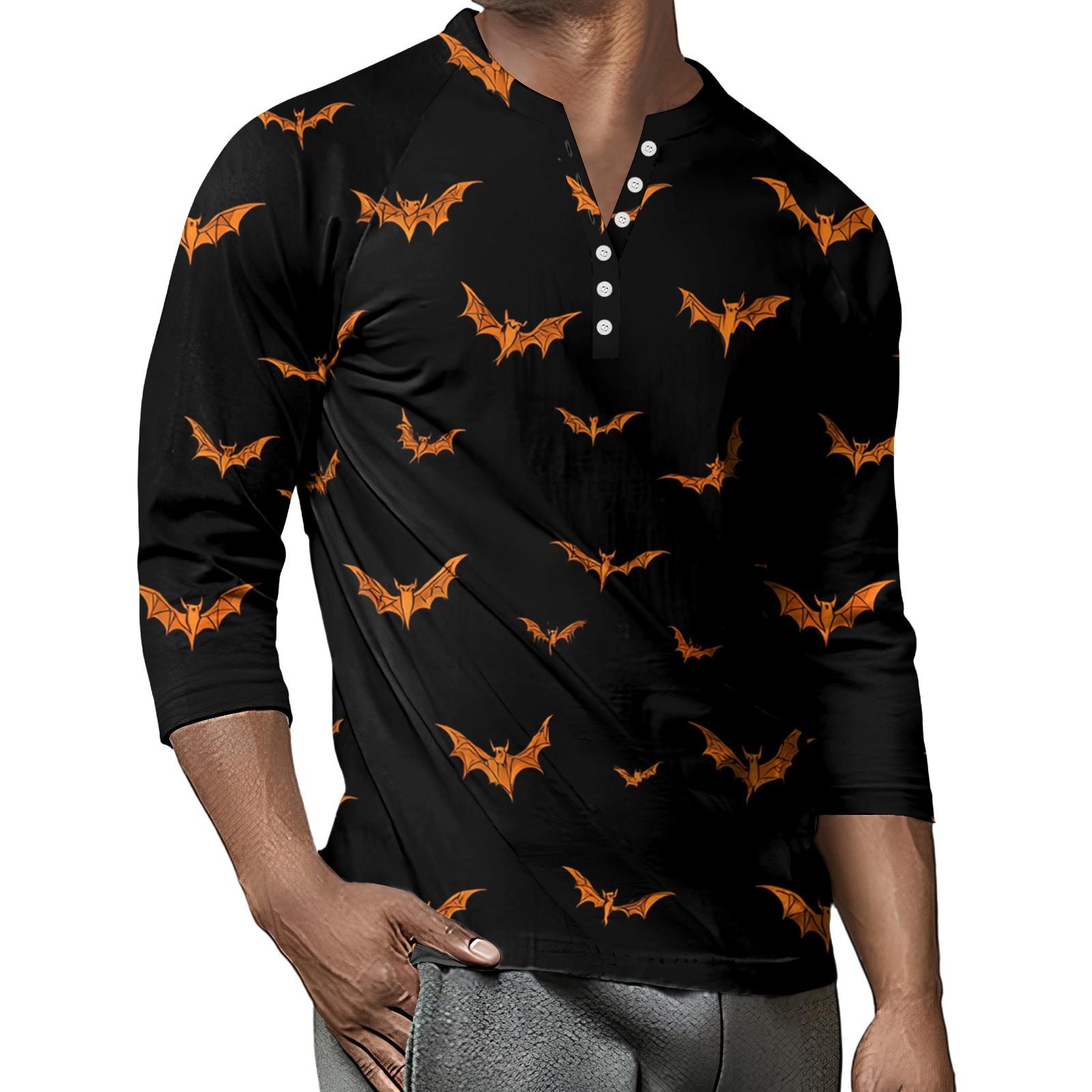 

Мужской контрастный топ реглан на пуговицах с рукавом 3/4 XXL чёрный