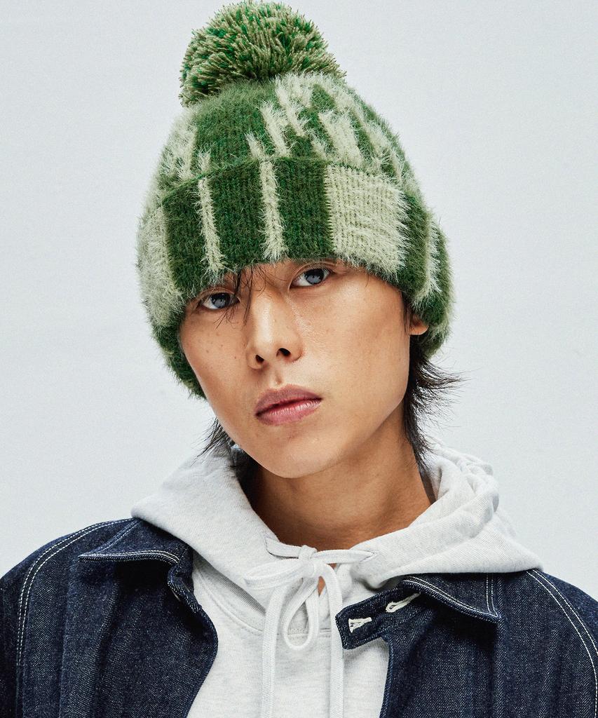 KND Navajo Pattern Hairy Beanie Green