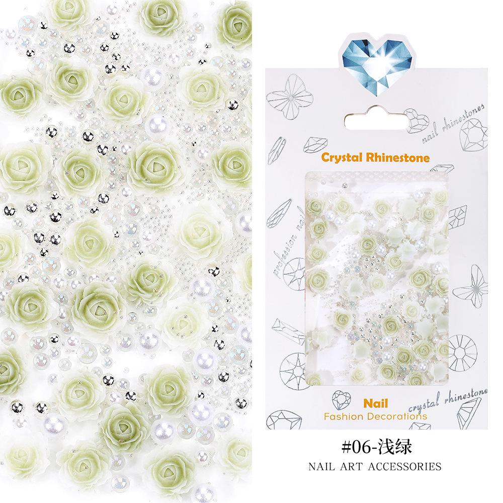 Rose Nail Art Trinket Three-Dimensional Flower Resin Size Pearl Steel Ball Mixed