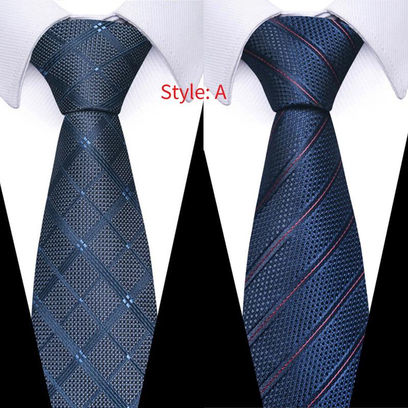 2PCS Formal Necktie Mens Standard 8cm Blue Business Professional Paisley Ties Wedding Suit Accessories Jacquard Weave Tie Men