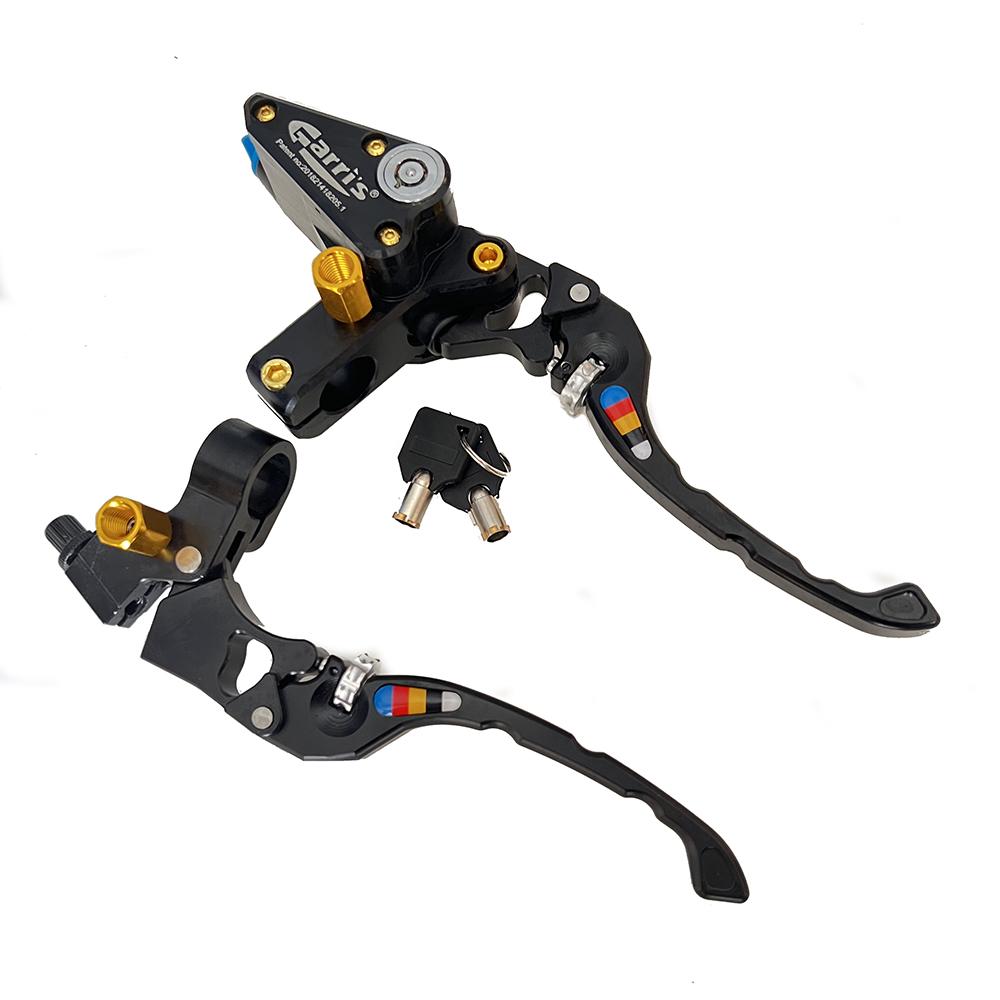 CNC clutch handle hydraulic brake pump with Brake safety lock master cylinder lever universal motorcycle 22mm grip diameter Black 1 pair