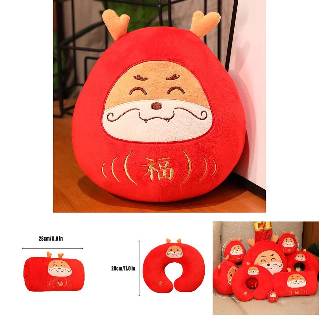 Adorable Dharma Dragon Stuffed Animal Red Dragon New Year Dragon Of Fortune Dragon Plush Neck Pillow