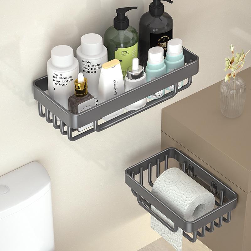 Rustproof Carbon Steel Wall-Mounted Drainage Shelf - Waterproof, Punch-Free, Multifunctional Bathroom Storage