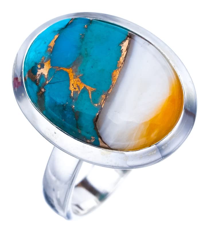 

StarGems® Natural Copper Chalcedony Handmade 925 Sterling Silver Ring 7 F1699