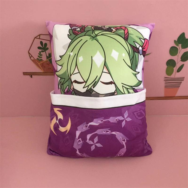 36cm Genshin Impact Quadratisches Kissen Kamisato Ayato Kazuha Shikanoin Heizou Yae Miko Spiel Anime Schlafendes Stofftier Kissen Puppe Spielzeug