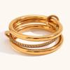 Stainless Steel Multi Layer Middle with Drill Stainless Steel Ladies Open Rings  Waterproof Jewelry Gifts and Accessories