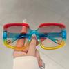 Vintage Rainbow Square Big Frame Sunglasses Women For Men Luxury Brand Designer Sun Glasses Punk Popular Colorful Eyeglasses