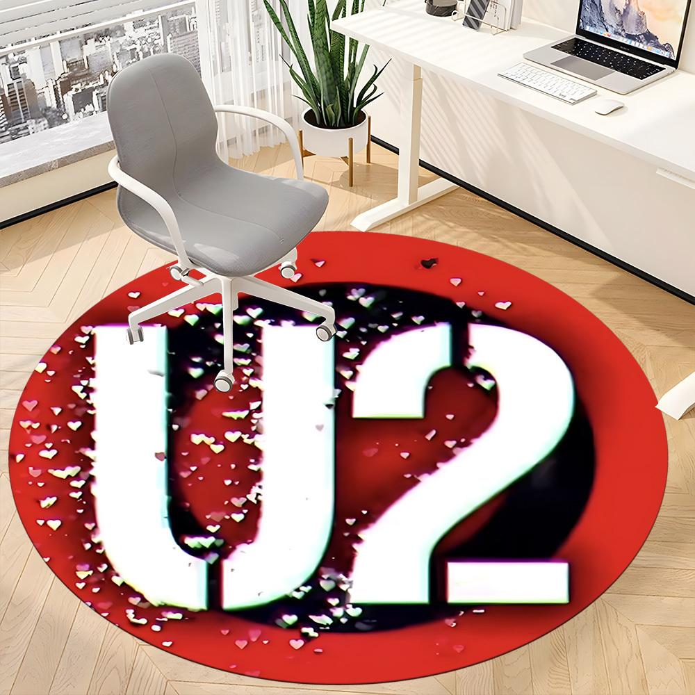 1pc U2 Music Band Chair Carpet for Office, Indoor Non-Slip Polyester Fiber Carpet,  Machine Washable, Durable Construction Yy251205150