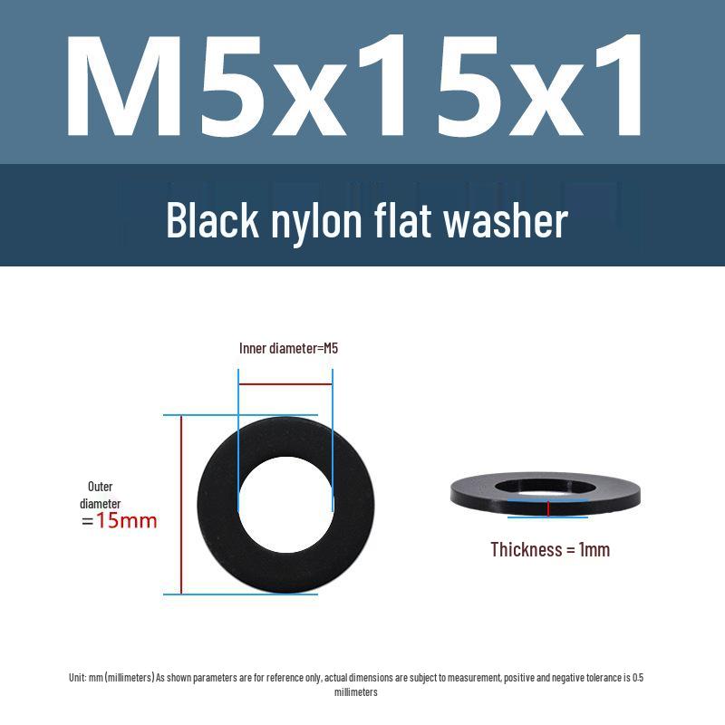 Yigu High-Temperature Insulated Black Nylon Flat Washer (M2, M3, M10, M16, M24)