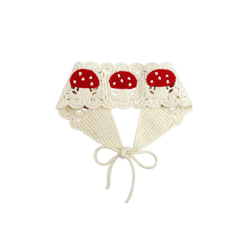 Girly Women's Small Mushroom Knitted Handmade Sweet Crochet Retro Geometric Korean Style Cute Strap Hair Headband Gift