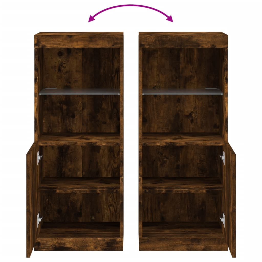 Sideboard with LED Lights Smoked Oak 41 x 37 x 100 cm