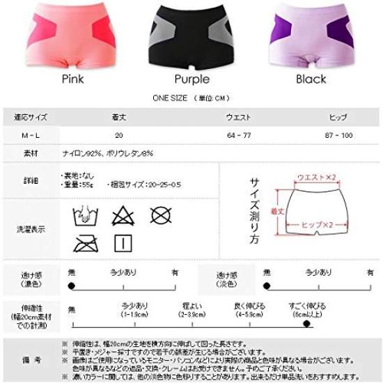 Pelvic Support Box Boxer Sports [KOEI STORE] Shorts, Shorts, Innerwear, Corrective, Women's, Black, G0111-bk