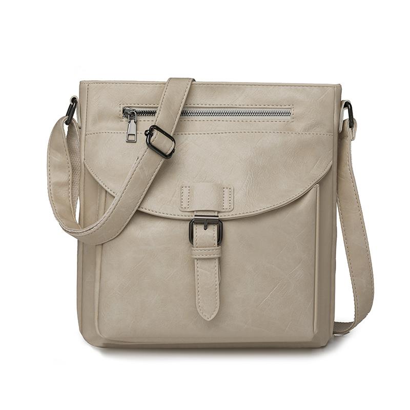 Lightweight Retro Messenger Bag Women's Bag Large Capacity Crossbody Bag PU Shoulder Bag