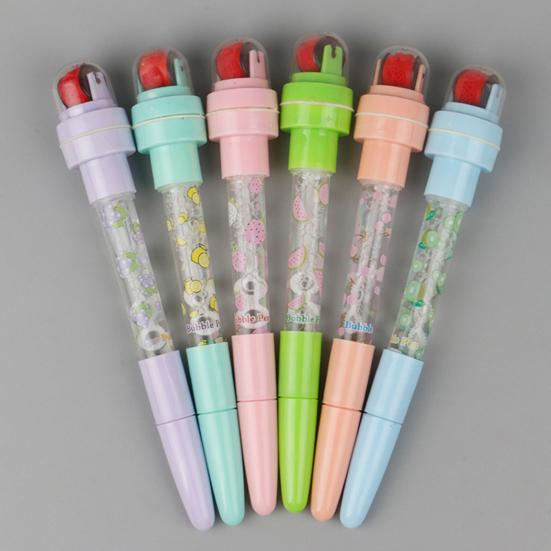 Gel Pen 4 In 1 Multi-functional Bubble Maker Roller Stamper Stationery Cartoon Fruit Pattern Plastic Writing Pen School Supplies