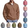 Herren Pullover mit Reißverschluss, Leopardenmuster, Stehkragen, Lässig, Knitterfrei, Sportliches Oberteil für Herbst Winter