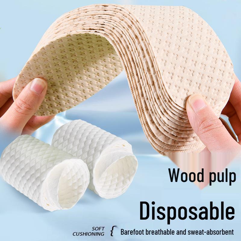 Ultra-Thin Breathable Odor-Resistant Disposable Wood Pulp Insoles for Men and Women