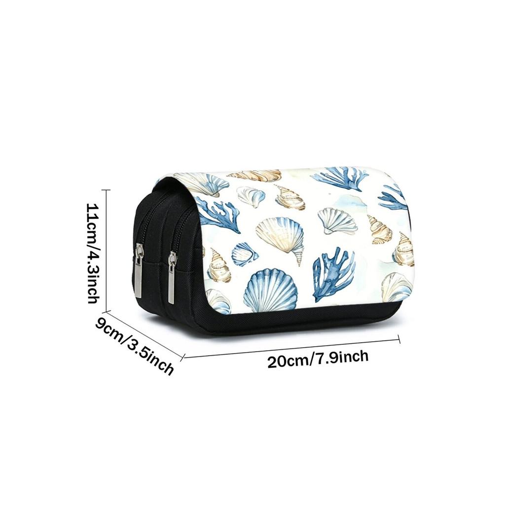 Shell Print Double Layered Flip Pen Case for Boy/Girls Best Gifts 2D Cartoon School Supplies Pencil Case for Children