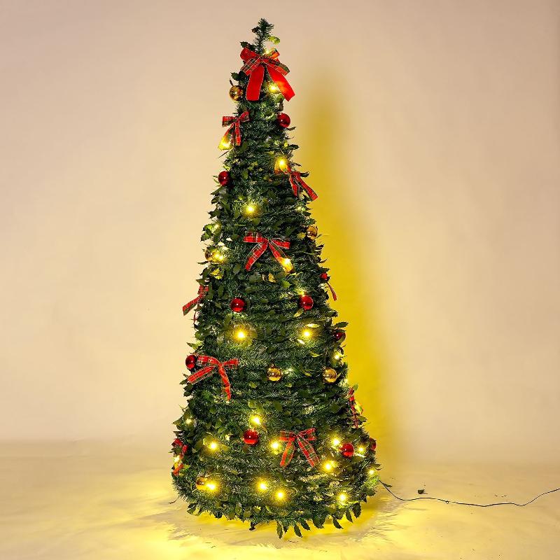 

Retractable Christmas Tree Decorative Folding Pvc Artificial Christmas Tree For Living Room Shopping Mall Hotel - Christmas Gift зелёный