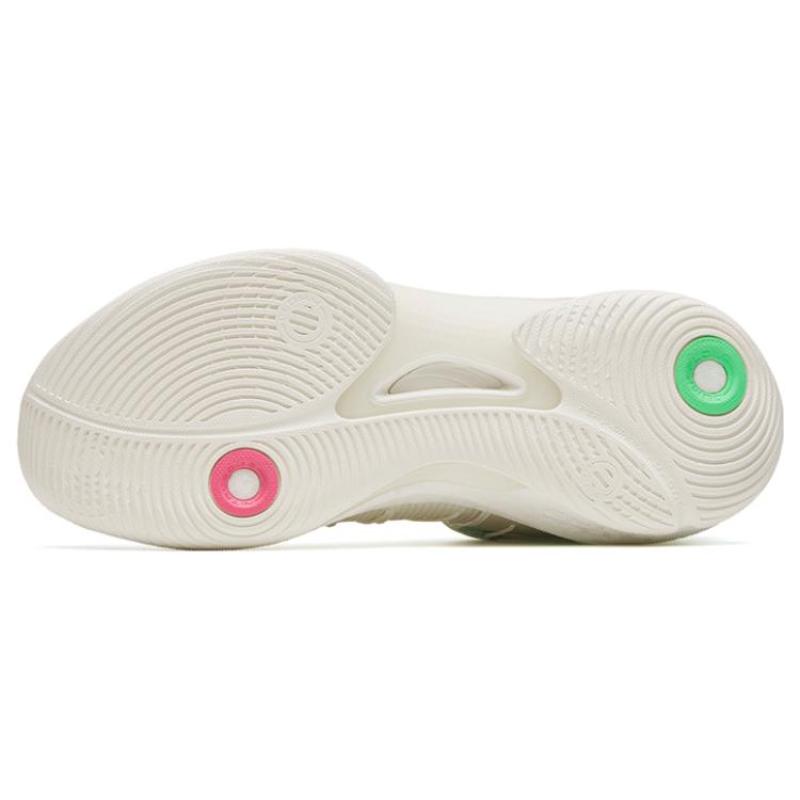 Anta Skyline 1 Anti Slip Wear Resistant Low Top Basketball Shoes Men's White Cyan Pink, Firework Color Scheme Sneakers 112311107-4